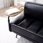 Modern End of Bed Bench – Faux Leather Ottoman, Swivel Tray, Metal Legs
