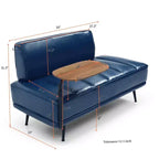 Modern End of Bed Bench – Faux Leather Ottoman, Swivel Tray, Metal Legs