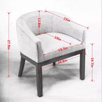 Sleek Barrel Dining Chairs with Armrest – Soft Linen Fabric, Solid Rubberwood Legs