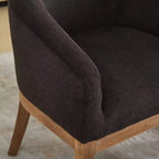 Sleek Barrel Dining Chairs with Armrest – Soft Linen Fabric, Solid Rubberwood Legs