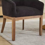 Sleek Barrel Dining Chairs with Armrest – Soft Linen Fabric, Solid Rubberwood Legs