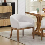 TUYOHW 19W Sleek Barrel Dining Chairs with Armrest,Soft Linen Fabirc Armchairs for Dining Room and Kitchen,Solid Rubberwood Accent Chair