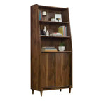 Modern Sliding-Door Wood Bookcase – Tall Display Shelves, Home Office Storage