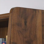 Modern Sliding-Door Wood Bookcase – Tall Display Shelves, Home Office Storage