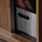 Modern Sliding-Door Wood Bookcase – Tall Display Shelves, Home Office Storage