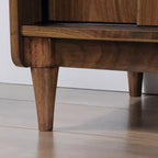 Modern Sliding-Door Wood Bookcase – Tall Display Shelves, Home Office Storage
