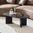MAYEERTY 39.4 Inch Modern Wood Veneer Oval Coffee Table with MDF Base Small Center Table for Living Room Apartment Bedroom