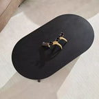 Modern Wood Veneer Oval Coffee Table – MDF Base, Small Center Table for Living Room