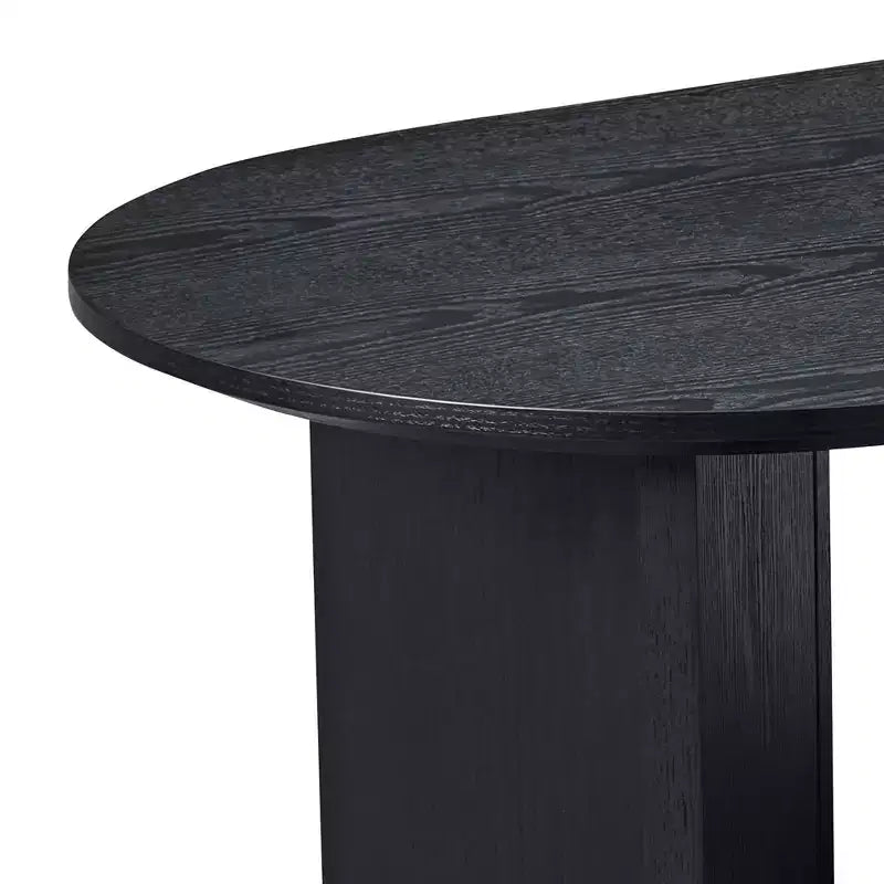 Modern Wood Veneer Oval Coffee Table – MDF Base, Small Center Table for Living Room