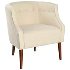Modern Club Chair – Button-Tufted Back, Tonal Piping, Sturdy Birch Wood Legs