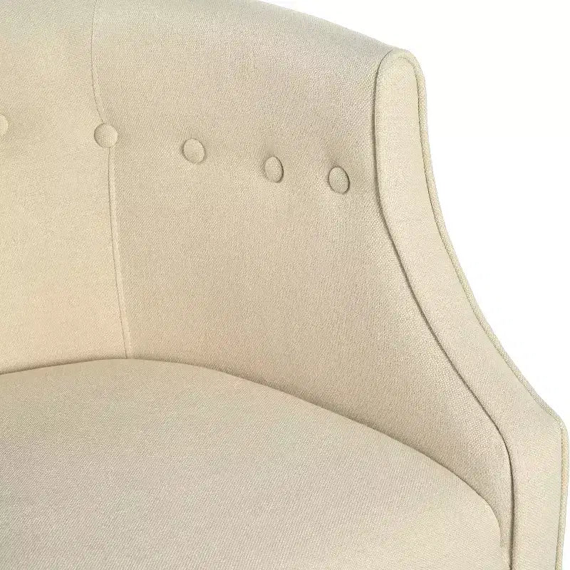 Modern Club Chair – Button-Tufted Back, Tonal Piping, Sturdy Birch Wood Legs