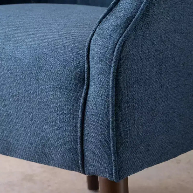 Modern Club Chair – Button-Tufted Back, Tonal Piping, Sturdy Birch Wood Legs
