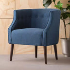 Modern Club Chair – Button-Tufted Back, Tonal Piping, Sturdy Birch Wood Legs