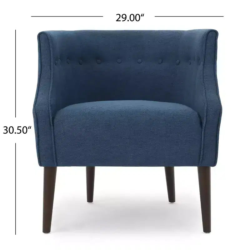 Modern Club Chair – Button-Tufted Back, Tonal Piping, Sturdy Birch Wood Legs
