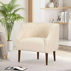 Modern Club Chair – Button-Tufted Back, Tonal Piping, Sturdy Birch Wood Legs