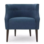 Modern Club Chair – Button-Tufted Back, Tonal Piping, Sturdy Birch Wood Legs