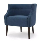 Modern Club Chair – Button-Tufted Back, Tonal Piping, Sturdy Birch Wood Legs