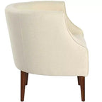 Modern Club Chair – Button-Tufted Back, Tonal Piping, Sturdy Birch Wood Legs