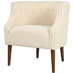 Modern Club Chair – Button-Tufted Back, Tonal Piping, Sturdy Birch Wood Legs