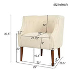 Modern Club Chair – Button-Tufted Back, Tonal Piping, Sturdy Birch Wood Legs