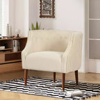 MAYEERTY Modern Club Chair, Button-Tufted Back Tonal Piping Sturdy Birch Wood Legs, Living Room Bedroom Office