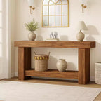 Console table, double-layer console table with storage space, used for living room