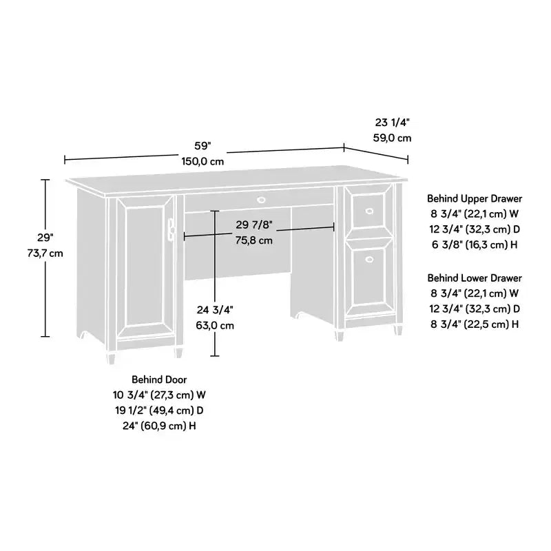 Marlow Computer Desk – Drawers, Keyboard Tray, Home Office Workstation