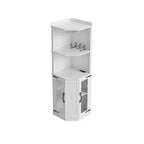 Farmhouse Corner Bar Cabinet – LED Lights, Power Outlets, USB Ports, Glass Rack, White