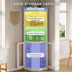 Farmhouse Corner Bar Cabinet – LED Lights, Power Outlets, USB Ports, Glass Rack, White