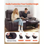 Loveseat Recliner Sofa – PU Faux Leather, USB Ports, Cup Holders, Storage Bags, Brown