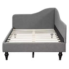 Twin Size L-Shaped Linen Daybed – Solid Wood Legs, Gray, Modern Bedroom Sofa