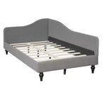 Twin Size L-Shaped Linen Daybed – Solid Wood Legs, Gray, Modern Bedroom Sofa