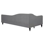Twin Size L-Shaped Linen Daybed – Solid Wood Legs, Gray, Modern Bedroom Sofa