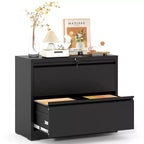 VIYET 28 2-Drawer White Lateral File Cabinet with Lock - Heavy-Duty Steel Storage for Letter/Legal/A4/F4, 110lbs Per Drawer, Under Desk, Modern