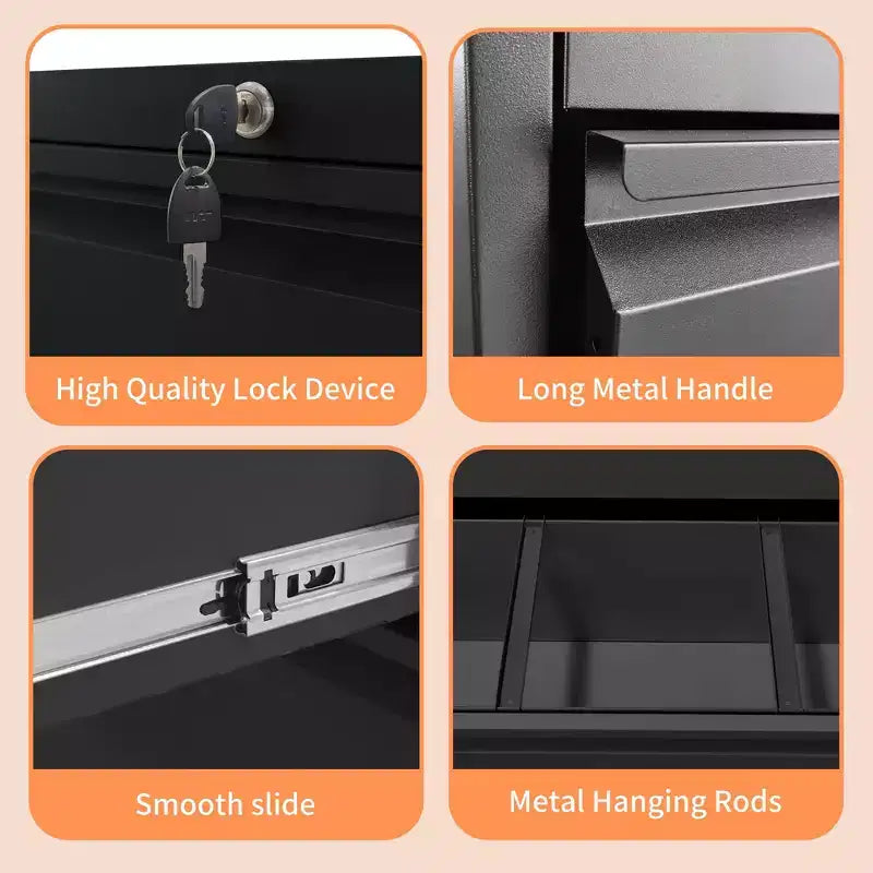 2-Drawer White Lateral File Cabinet with Lock – Heavy-Duty Steel, Under Desk Storage
