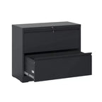2-Drawer White Lateral File Cabinet with Lock – Heavy-Duty Steel, Under Desk Storage