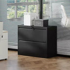 2-Drawer White Lateral File Cabinet with Lock – Heavy-Duty Steel, Under Desk Storage