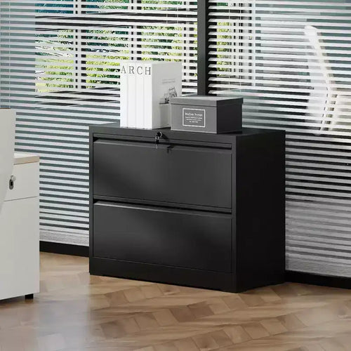 2-Drawer White Lateral File Cabinet with Lock – Heavy-Duty Steel, Under Desk Storage