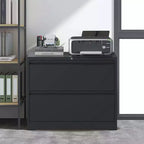 2-Drawer White Lateral File Cabinet with Lock – Heavy-Duty Steel, Under Desk Storage