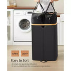 Dual Compartment Laundry Hamper – 2 Lids, Removable Liners, for Laundry Room & Bedroom