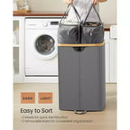 Dual Compartment Laundry Hamper – 2 Lids, Removable Liners, for Laundry Room & Bedroom