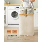 Dual Compartment Laundry Hamper – 2 Lids, Removable Liners, for Laundry Room & Bedroom