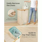 Dual Compartment Laundry Hamper – 2 Lids, Removable Liners, for Laundry Room & Bedroom