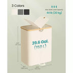 Dual Compartment Laundry Hamper – 2 Lids, Removable Liners, for Laundry Room & Bedroom