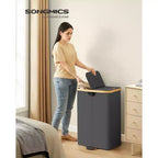 Dual Compartment Laundry Hamper – 2 Lids, Removable Liners, for Laundry Room & Bedroom