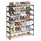 6-Tier Stackable Shoe Rack, 36.2 Inch Metal Shoe Organizer with 22 lb per Tier Capacity, Upright & Reversible for Entryway, Black