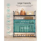 6-Tier Stackable Shoe Rack – Metal Shoe Organizer, Upright & Reversible for Entryway, Black