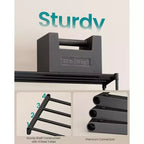 6-Tier Stackable Shoe Rack – Metal Shoe Organizer, Upright & Reversible for Entryway, Black