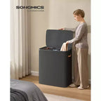 3-Compartment Laundry Hamper – Lid & Removable Liners, for Whole Family Laundry Sorting