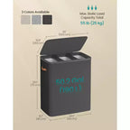 3-Compartment Laundry Hamper – Lid & Removable Liners, for Whole Family Laundry Sorting